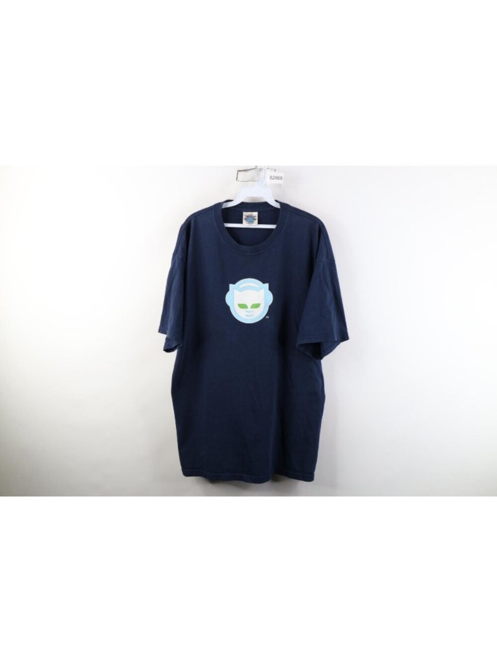 VtgY2K Streetwear Mens XL Faded Napster Music Promo Short Sleeve T-Shirt Blue